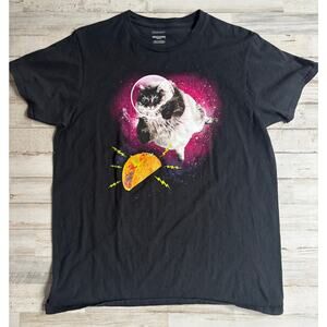 Funny Astronaut Kitty Cat Taco Cat Tee Tshirt Women's sz M